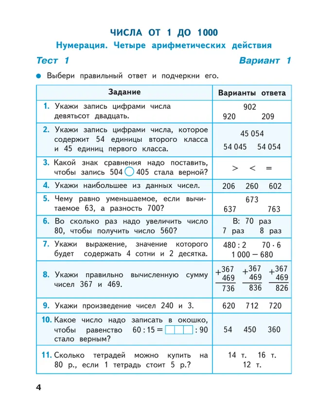 Математика. Тесты. 4 класс 6