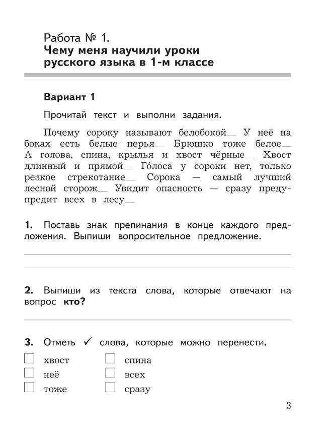 Русский язык. Предварительный контроль, текущий контроль, итоговый контроль. 2 класс 7