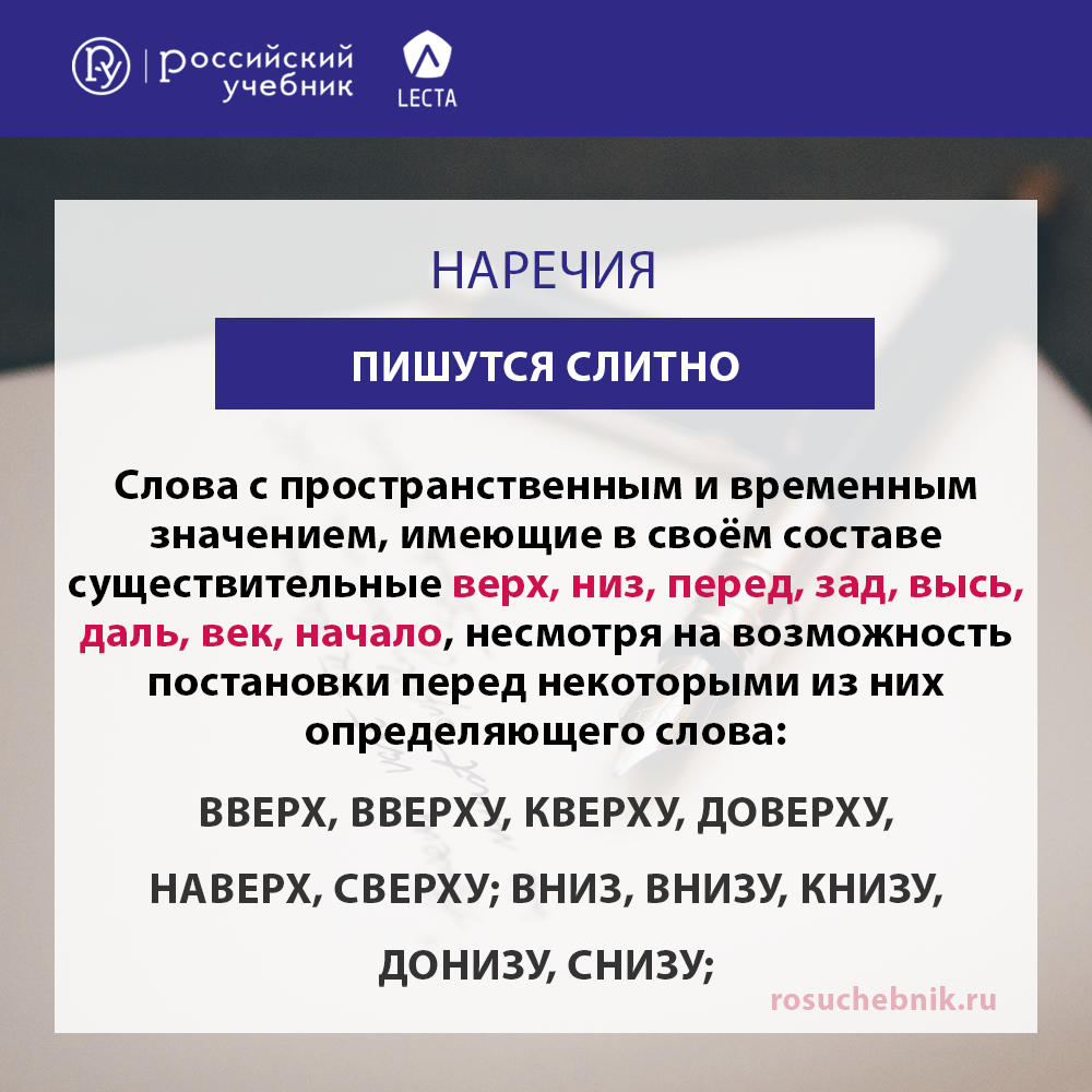 Слитное и дефисное написание наречий. Материалы для урока — Группа компаний  «Просвещение»