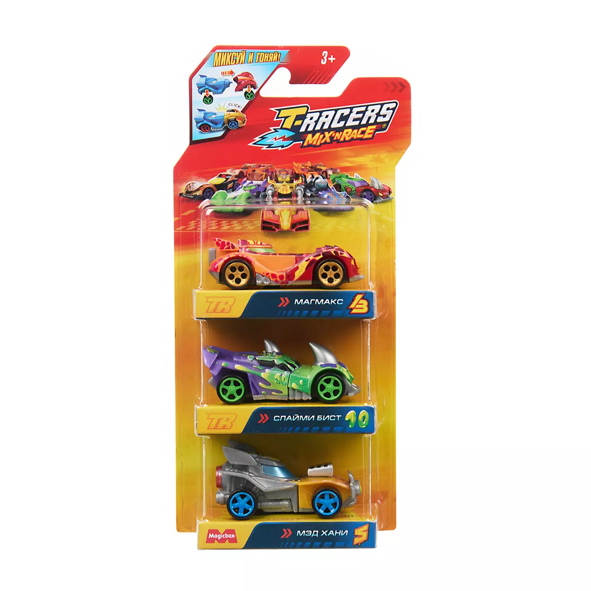 Игровой набор из 3 машинок разборных T-RACERS MIX 'N RACE со сменными деталями, в блистере, №1 17