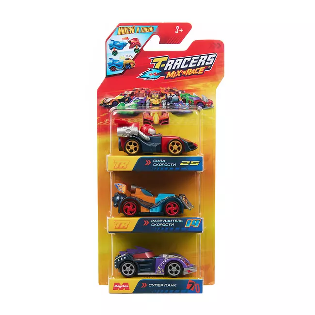 Игровой набор из 3 машинок разборных T-RACERS MIX 'N RACE со сменными деталями, в блистере №4 2 Игровой набор из 3 машинок разборных T-RACERS MIX 'N RACE со сменными деталями, в блистере №4 2