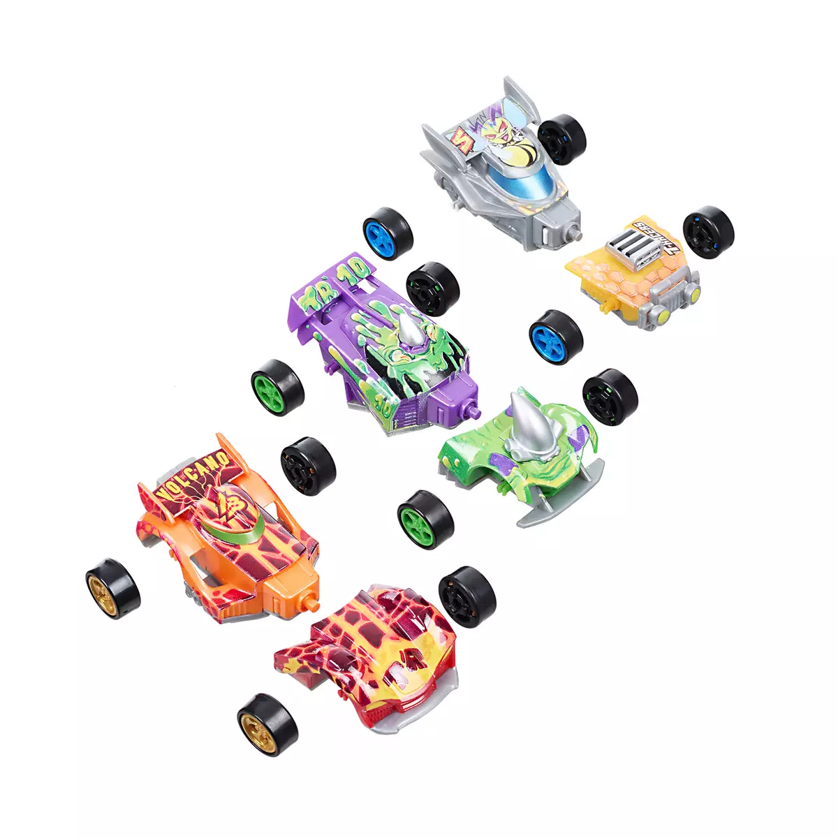 Игровой набор из 3 машинок разборных T-RACERS MIX 'N RACE со сменными деталями, в блистере, №1 7