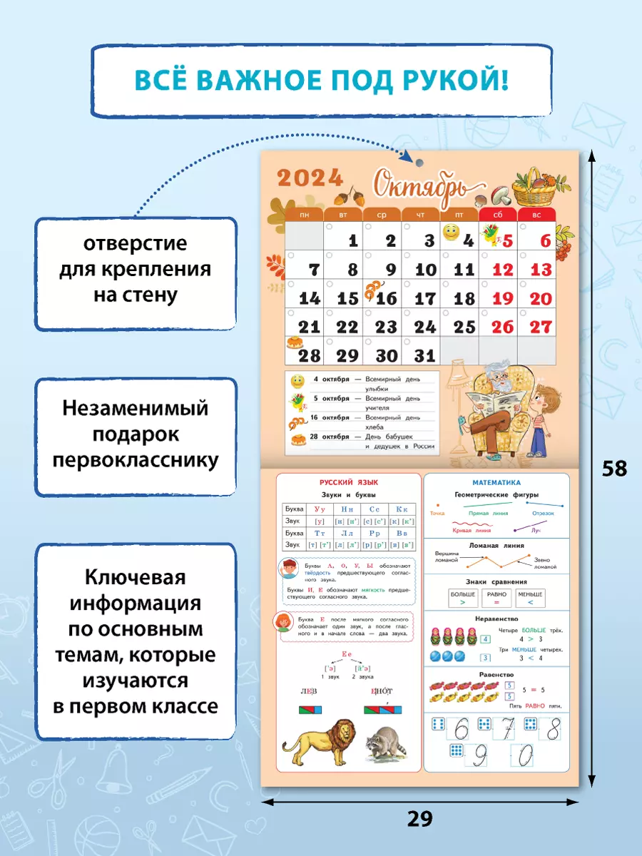 Календарь младшего школьника. 1 класс. 2024/2025 учебный год (с европодвесом) 13