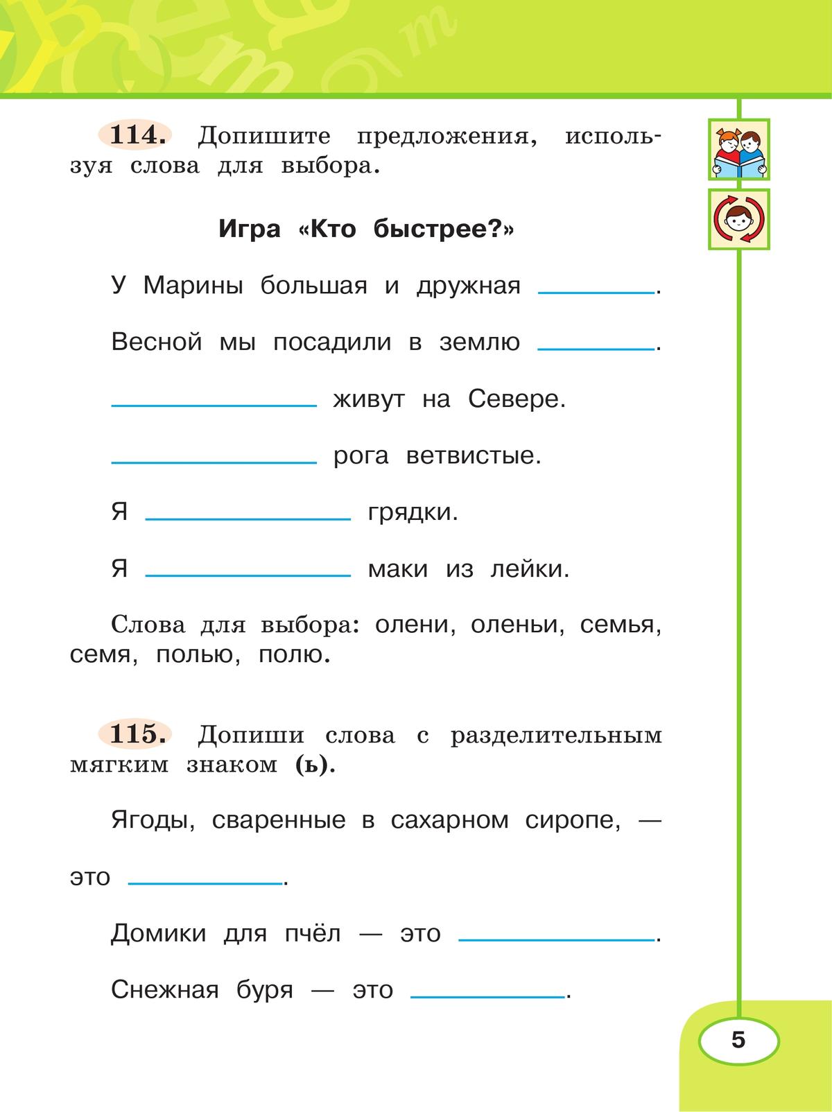 Русский язык. Рабочая тетрадь. 2 класс. В 2 частях. Часть 2 5