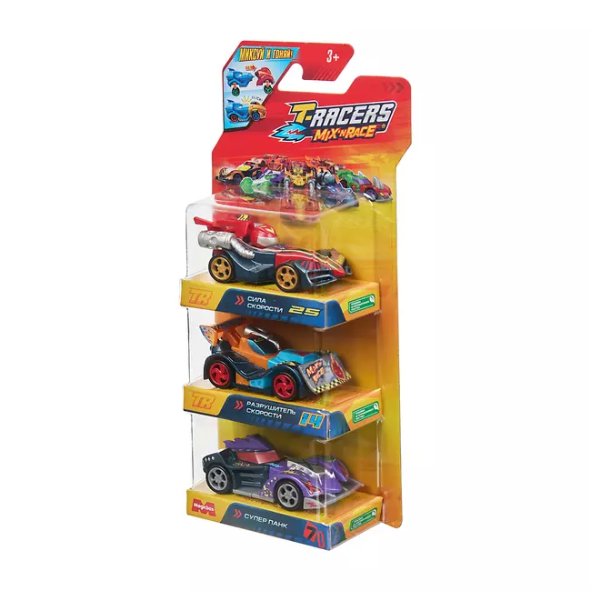 Игровой набор из 3 машинок разборных T-RACERS MIX 'N RACE со сменными деталями, в блистере №4 12 Игровой набор из 3 машинок разборных T-RACERS MIX 'N RACE со сменными деталями, в блистере №4 12