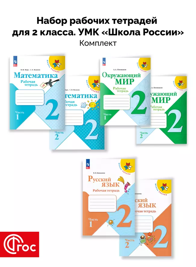 Набор рабочих тетрадей для 2 класса. УМК "Школа России". Комплект. ФГОС. 2025 1