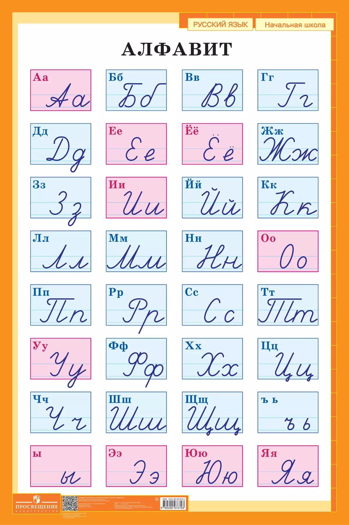 Алфавит (печатные и рукописные буквы русского алфавита). Демонстрационная таблица для начальной школы 31
