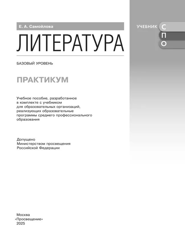Литература. Базовый уровень. Практикум. Учебное пособие для СПО 12