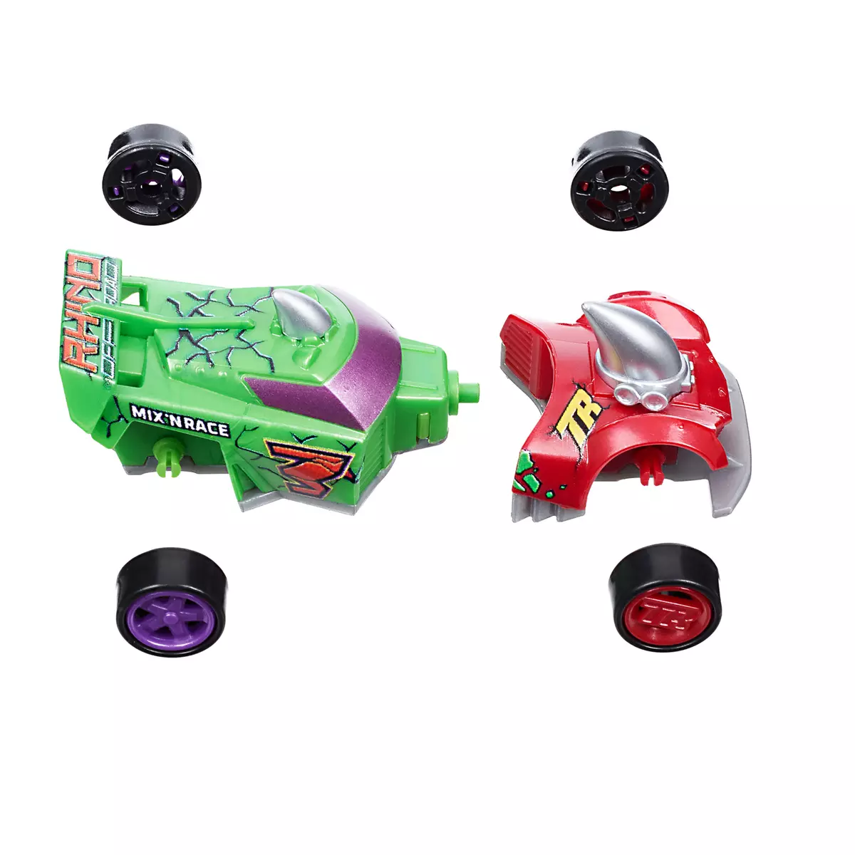 Машинка разборная T-RACERS MIX 'N RACE со сменными деталями, в коробке с прозрачным окном, Атака носорога 12