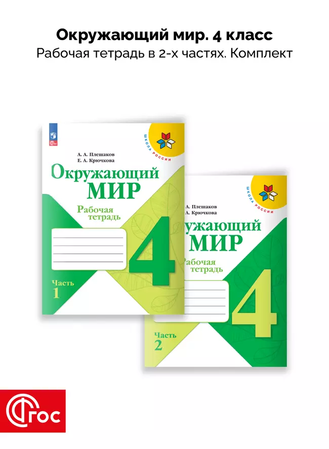 Окружающий мир. Рабочая тетрадь. 4 класс. В 2-х частях. Комплект. ФГОС 1